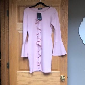 Blush pink Bodycon Ruffle Dress